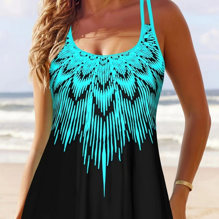 Damen Tankini-Oberteil mit modischem asymmetrischem Design und tankini Shorts Drune