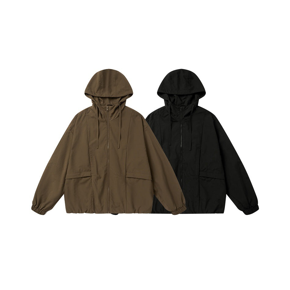 Unisex Oversize-Kapuzenblouson mit elastischem Saum und Utility-Taschen Drune