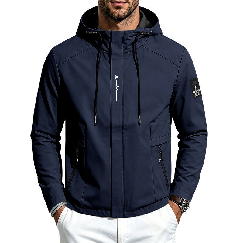 Herren Wasserabweisende Softshell-Kapuzenjacke mit Reißverschlusstaschen Drune
