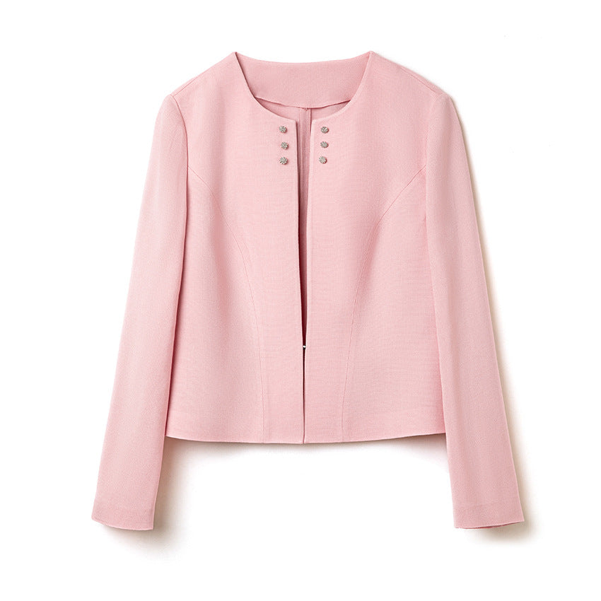 Damen Kurzblazer im minimalistischen Fit mit Perlen-Knopfbesatz und taillierter Schnitt Drune