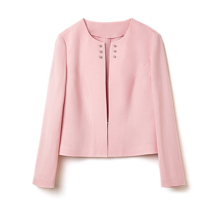 Damen Kurzblazer im minimalistischen Fit mit Perlen-Knopfbesatz und taillierter Schnitt Drune