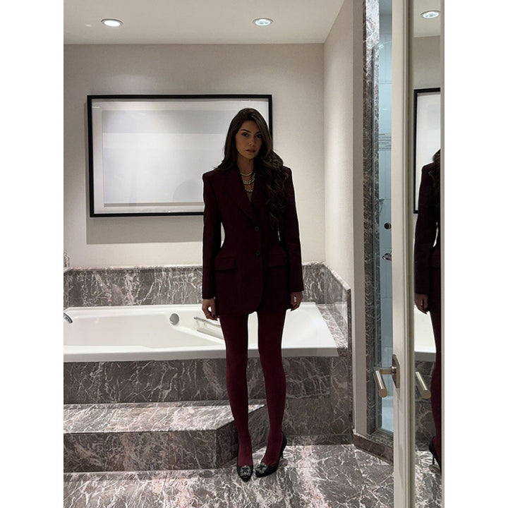 Damen elegante Blazerjacke mit doppelter Knopfverschluss und tailliertem Schnitt Drune