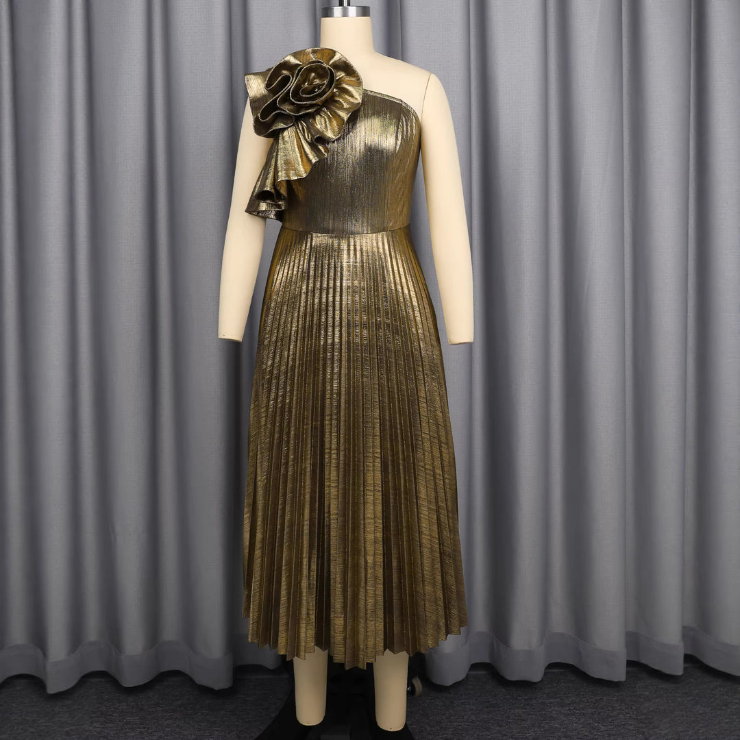 Damen Glamouröses und plissiertes Abendkleid Drune