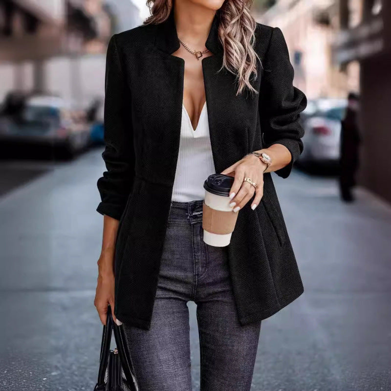 Damen modischer gesteppter Blazer mit lässigem Schnitt und eleganter Kragenform Drune