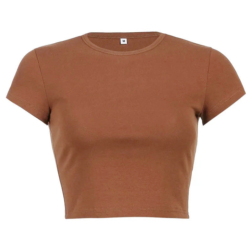 Damen Cropped Classic Fit T-Shirt Drune