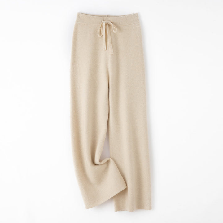 Damen weite Strickhose mit Tunnelzugbund und kaschmirähnlicher Haptik Drune