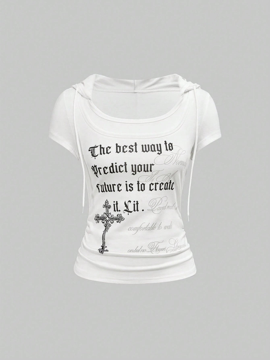 Damen Kapuzen-T-Shirt mit einzigartigem Schriftzug Drune