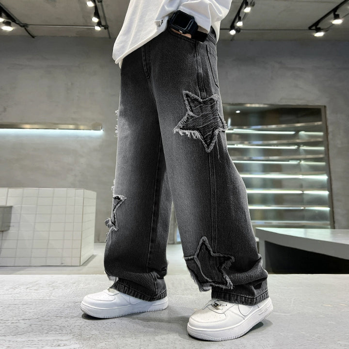 Damen Baggy-Jeans mit Sternenapplikationen Drune