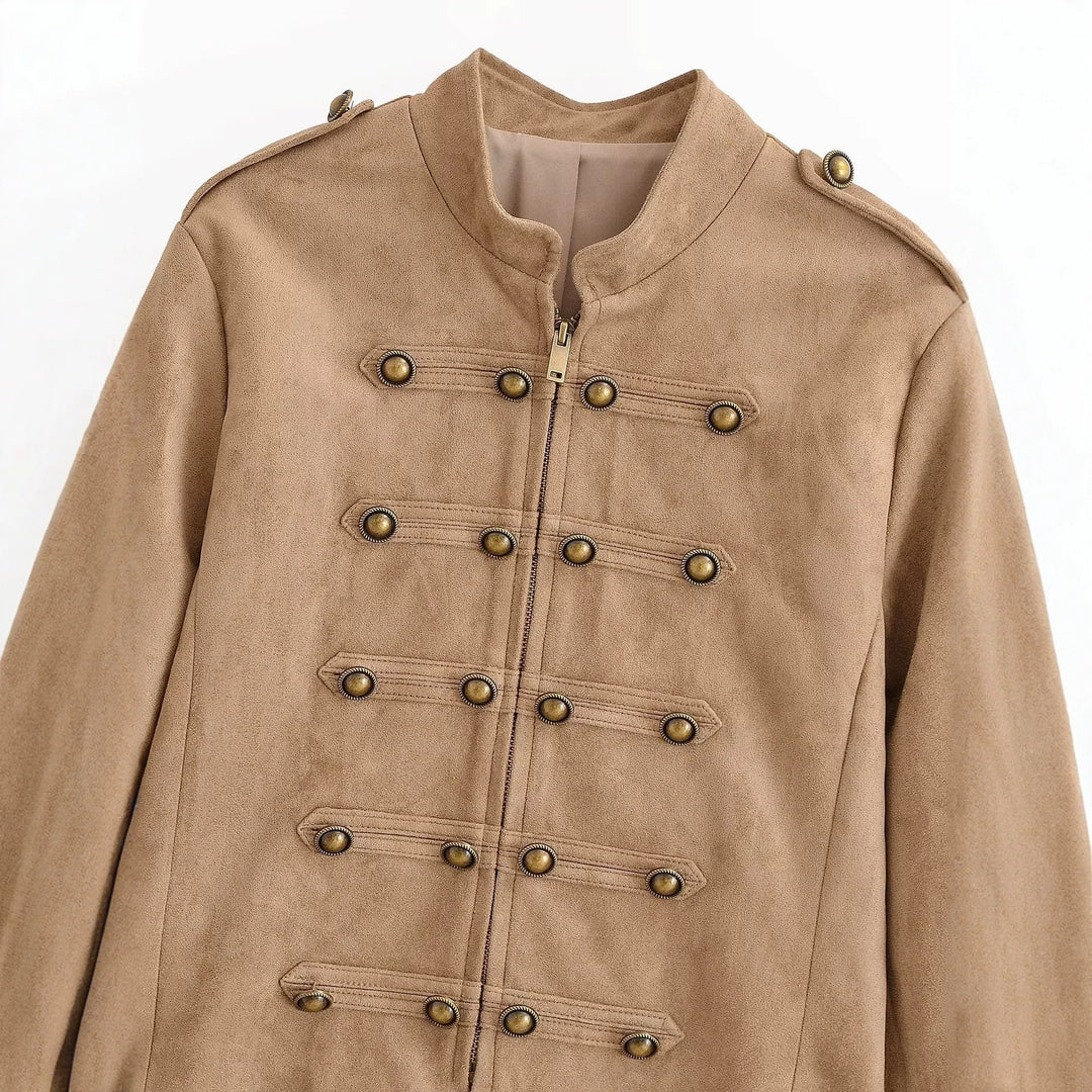 Damen Militärisch inspirierte Kurzjacke aus Wildlederoptik Drune