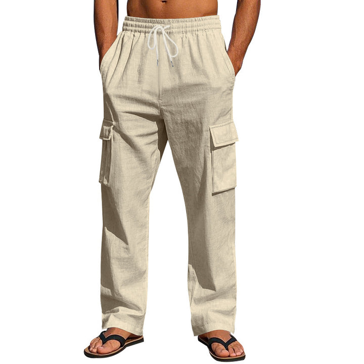 Herren nan leichte Cargohose im Resort-Look mit elastischem Tunnelzug, Mehrfachtaschen und geradem Bein Drune