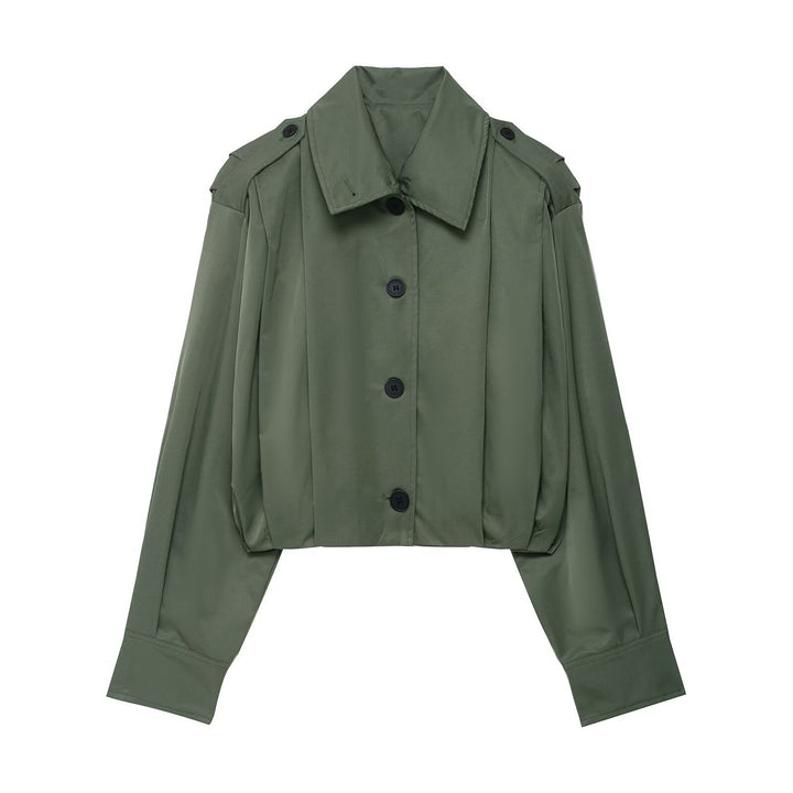 Damen Cropped-Boxy-Trenchjacke im Utility-Look mit Epauletten und weitem Manschettenärmel Drune