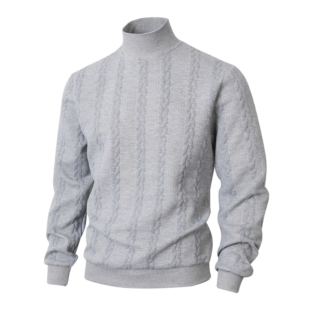 Herren Rollkragenpullover mit Zopfstrickmuster und gerippten Bündchen Drune