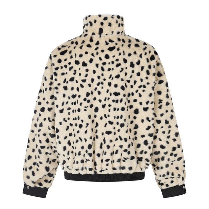 Damen Wattierte Blousonjacke mit Stehkragen und Leo‑Futter Drune