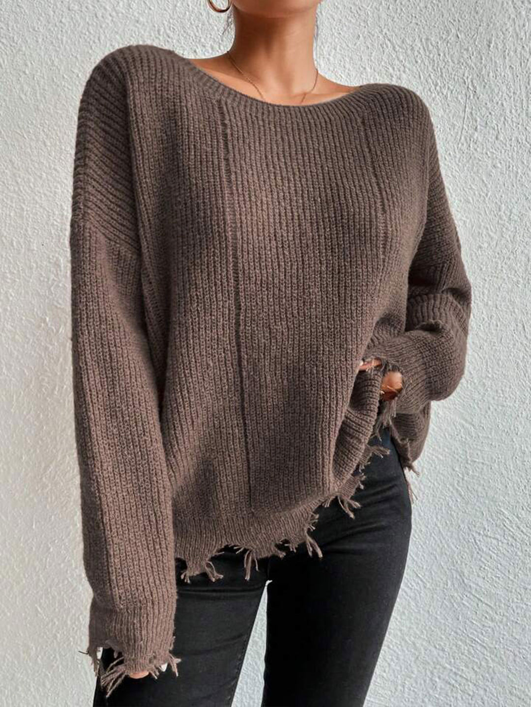 Damen Baumwollpullover mit lässigem Oversized-Schnitt Drune