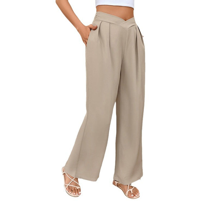 Damen Weit geschnittene Stoffhose mit eleganten Falten Drune