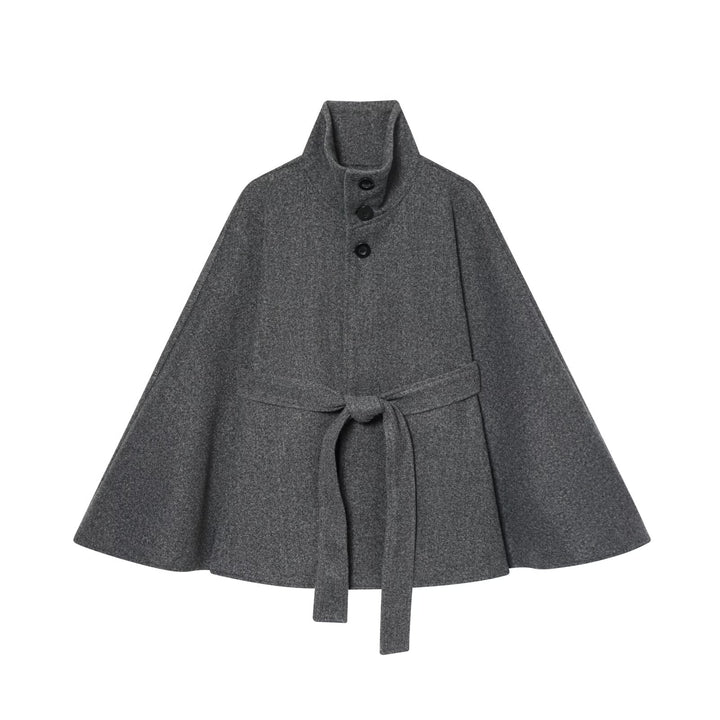 Damen Umhangjacke aus hochwertigem Wollmix mit Taillengürtel Drune
