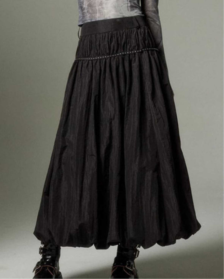 Damen midi Rock mit elastischem Bund und voluminösem Schnitt Drune