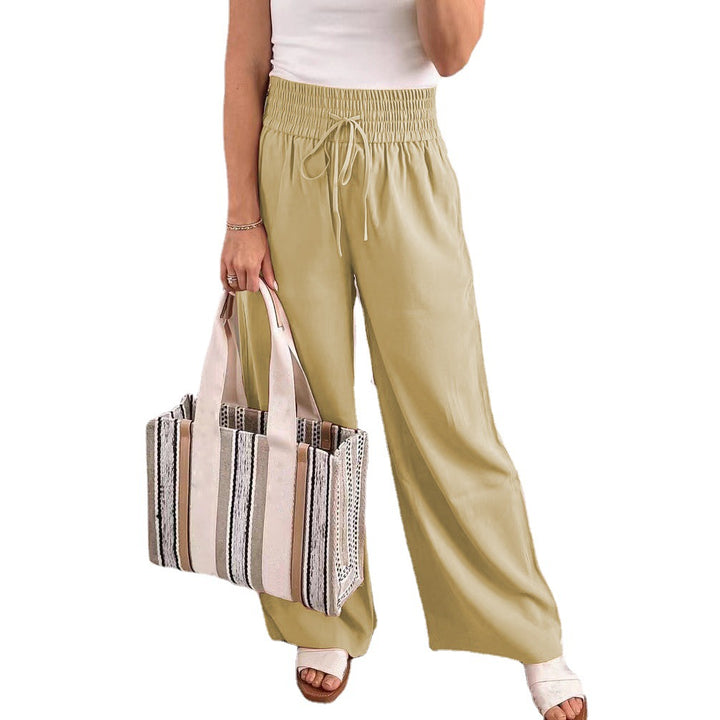 Damen Palazzo‑Hose aus fließendem Viskosemix mit hohem Smockbund und Tunnelzug Drune