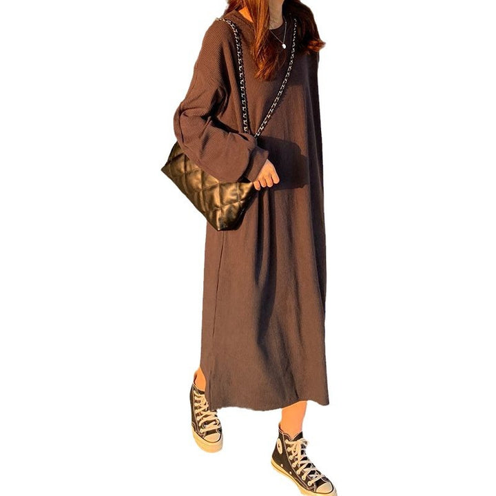 Damen Elegantes Maxikleid mit langen Ärmeln und strukturiertem Design Drune