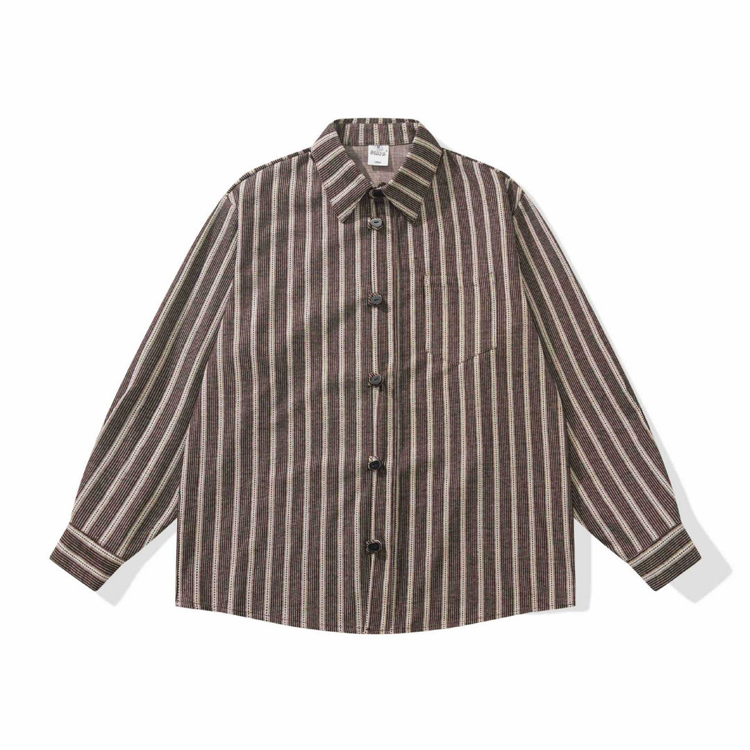 Damen Gestreifte Overshirt‑Hemdjacke mit Brusttasche Drune