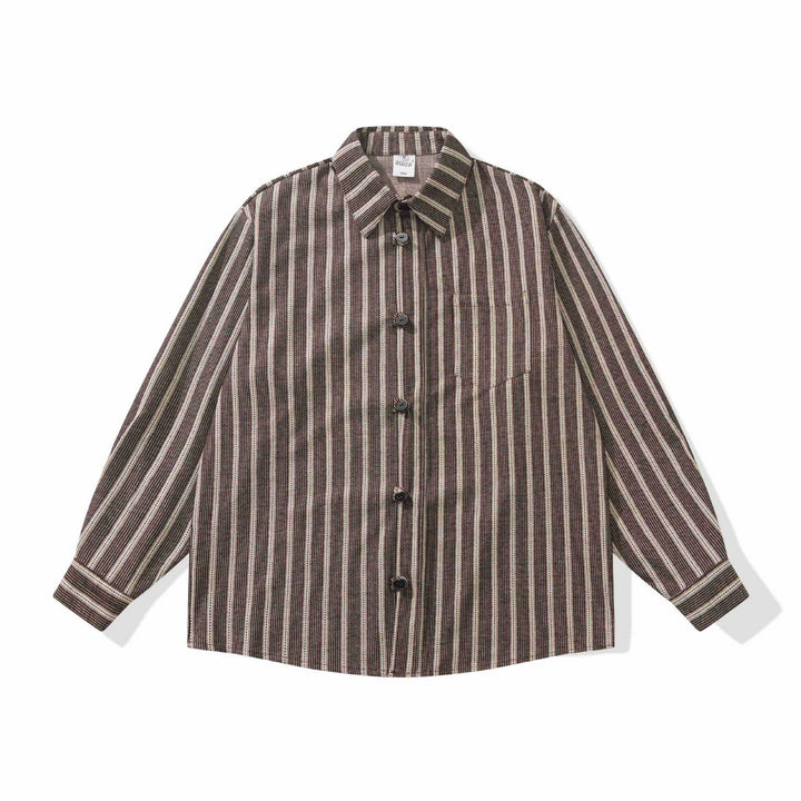 Damen Gestreifte Overshirt‑Hemdjacke mit Brusttasche Drune