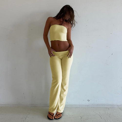Damen Sommerliches Crop-Top und Palazzo-Hosen Set Drune