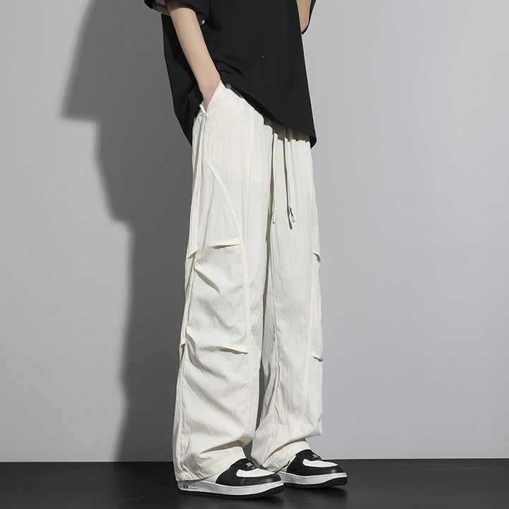 Herren Utility-Cargo-Loungehose mit Tunnelzugbund, Mehrfachtaschen & weitem Bein Drune