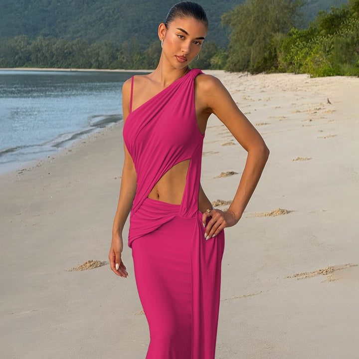 Damen Elegantes Maxikleid mit innovativem Schnitt und asymmetrischem Design Drune