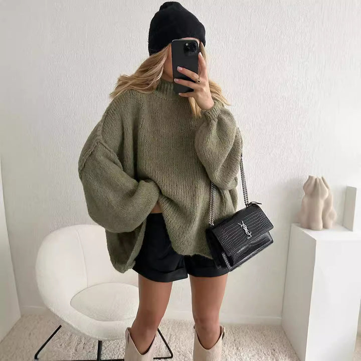 Damen Oversized Strickpullover mit volumetrischen Ärmeln und weichem Material Drune