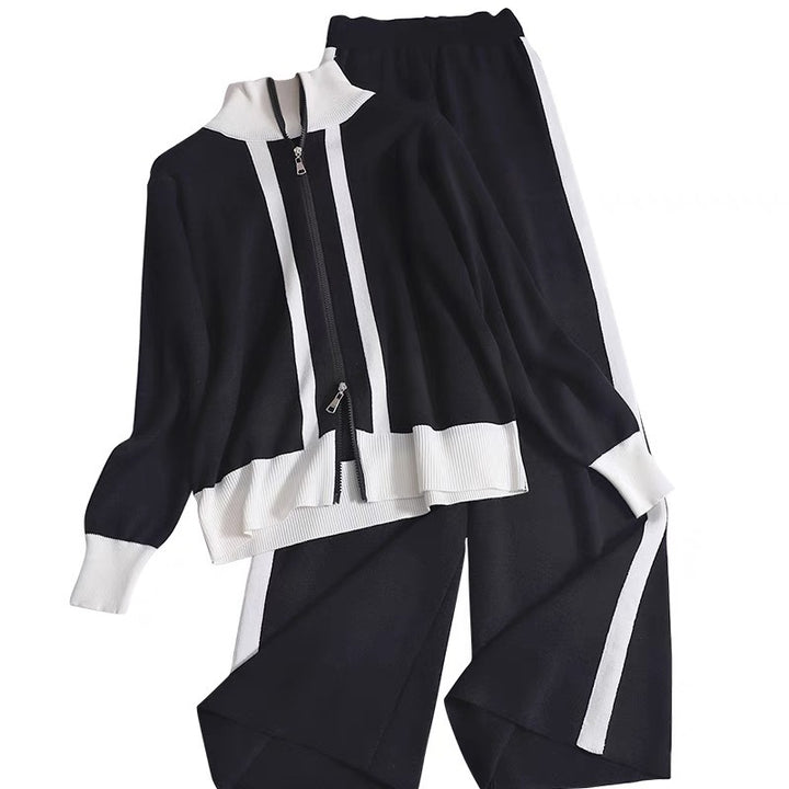 Damen Sportliches Strickensemble mit Reißverschluss Drune