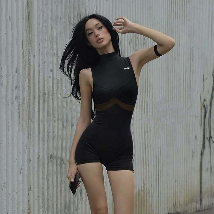 Damen Sportlicher Badesuit mit modernem Mesh-Design Drune