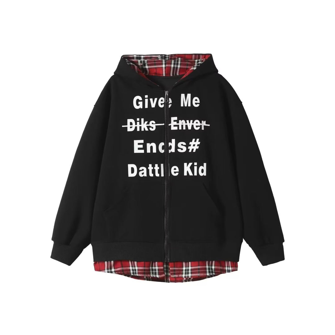 Unisex Modischer Kapuzenpullover mit kariertem Innenfutter Drune