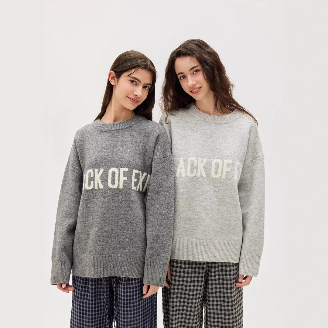 Damen Lässiger Oversized Pullover mit kreativem Schriftzug Drune