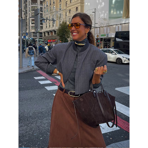 Damen Kurzjacke mit strukturiertem Design und Stehkragen Drune