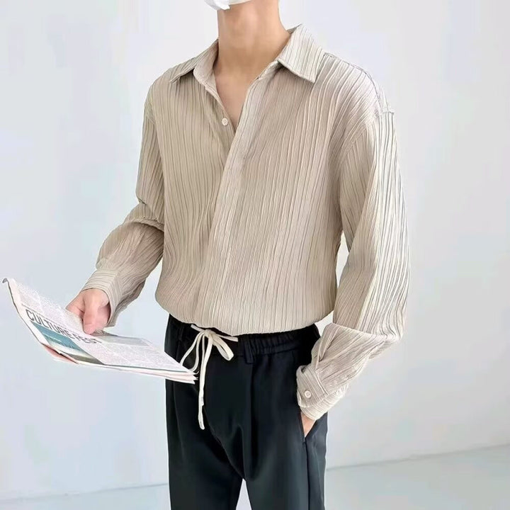 Herren lässiges Langarmhemd mit strukturiertem Design Drune