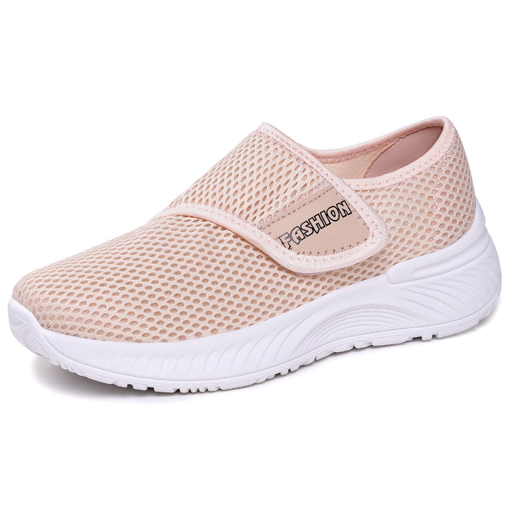 Damen Atmungsaktive Slip-On Mesh-Sneaker mit Klettverschluss Drune
