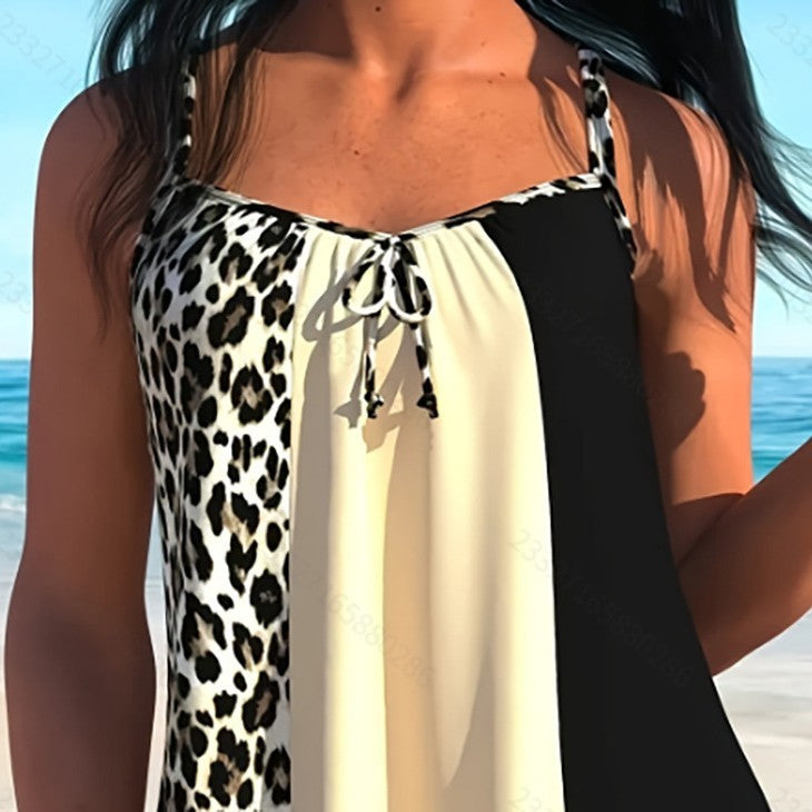 Damen weites Strandtop mit modischem Tiermuster Drune