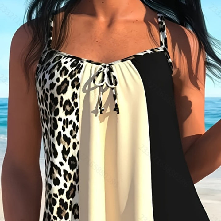 Damen weites Strandtop mit modischem Tiermuster Drune