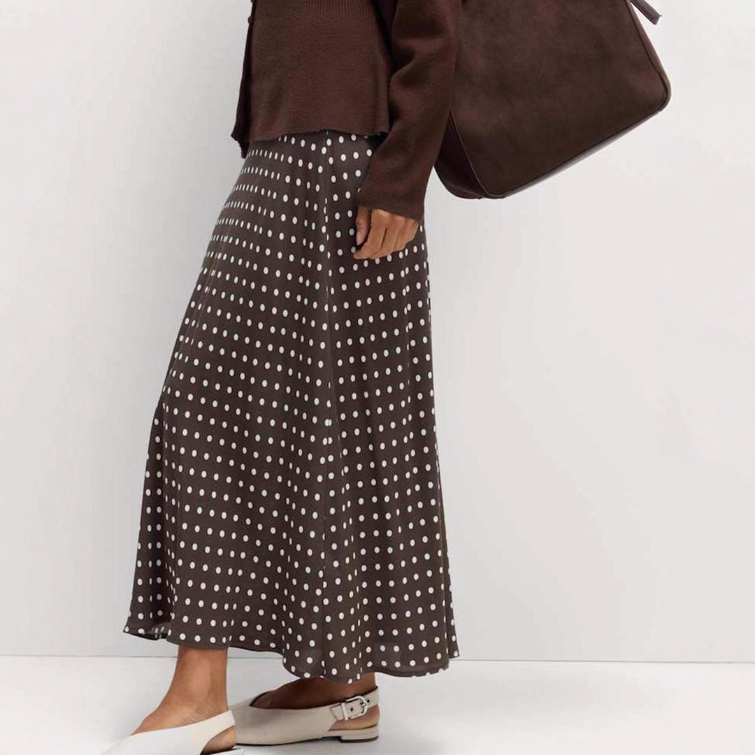 Damen Fließender Maxirock mit Polka-Dots Drune