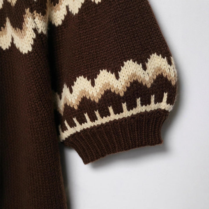 Damen Strickpullover mit Norweger-Muster und überschnittenen Schultern Drune