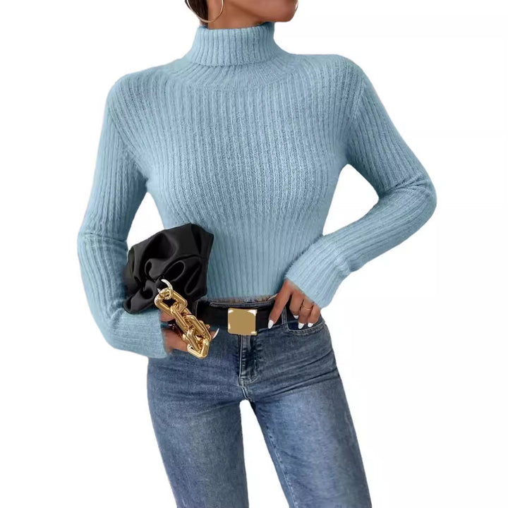 Damen Kurzer Rippstrick-Rollkragenpullover mit flauschiger Mohair‑Optik Drune