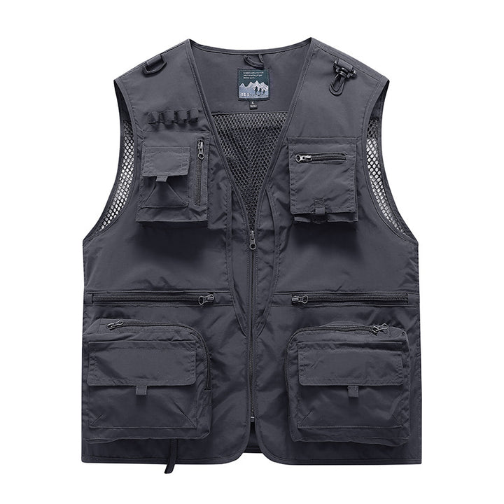 Unisex multifunktionale Utility-Weste mit zahlreichen Taschen, D‑Ringen und atmungsaktivem Mesh Drune