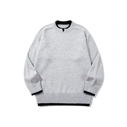 Damen Oversize‑Strickpullover mit kontrastiertem Rippkragen und verlängertem Bund Drune