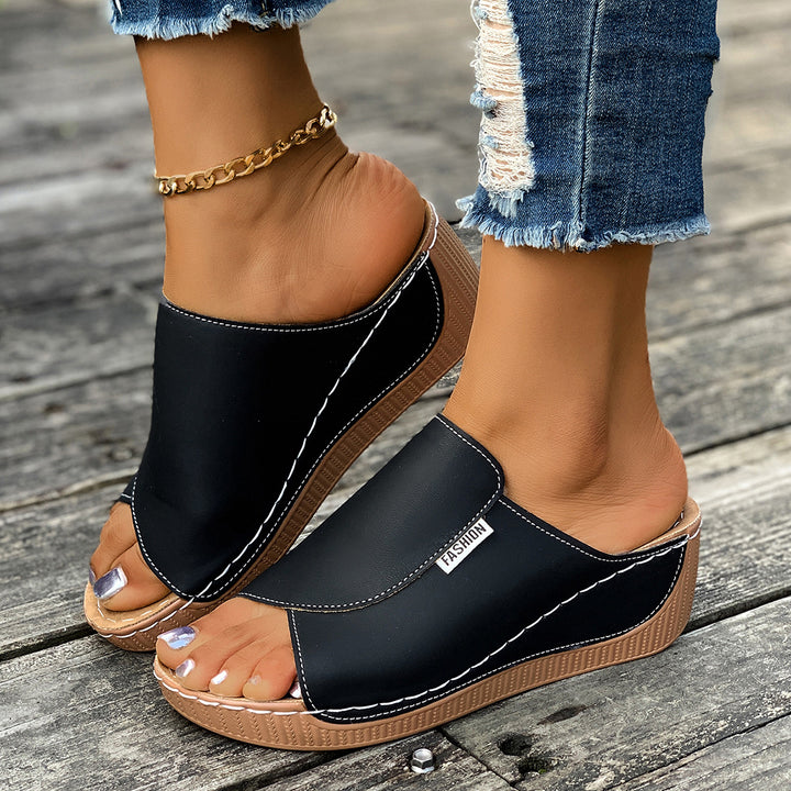 Damen  Slip-On Keil-Mules mit ergonomischem Memory-Fußbett und leicht profilierter Laufsohle Drune