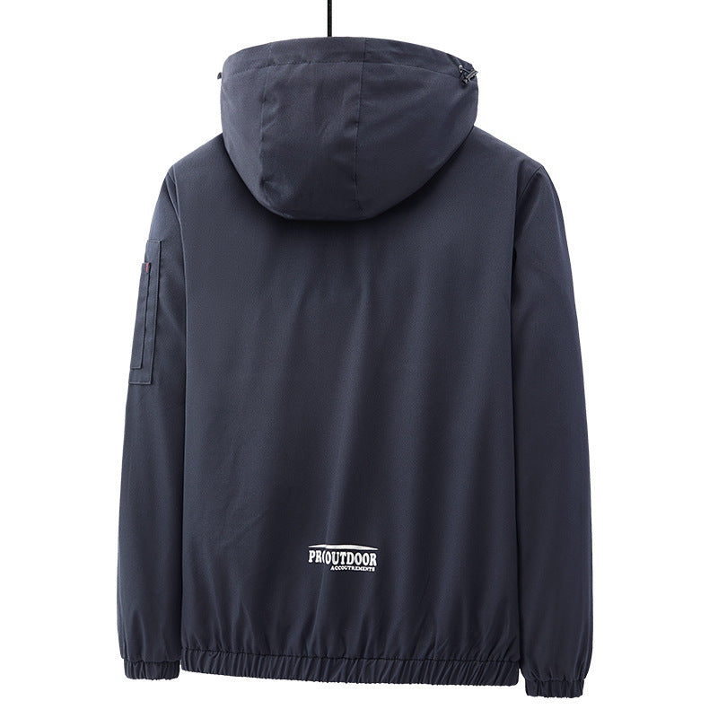 Herren Leichte Softshell-Outdoorjacke mit Kapuze, Ärmeltasche und Reißverschlusstaschen Drune