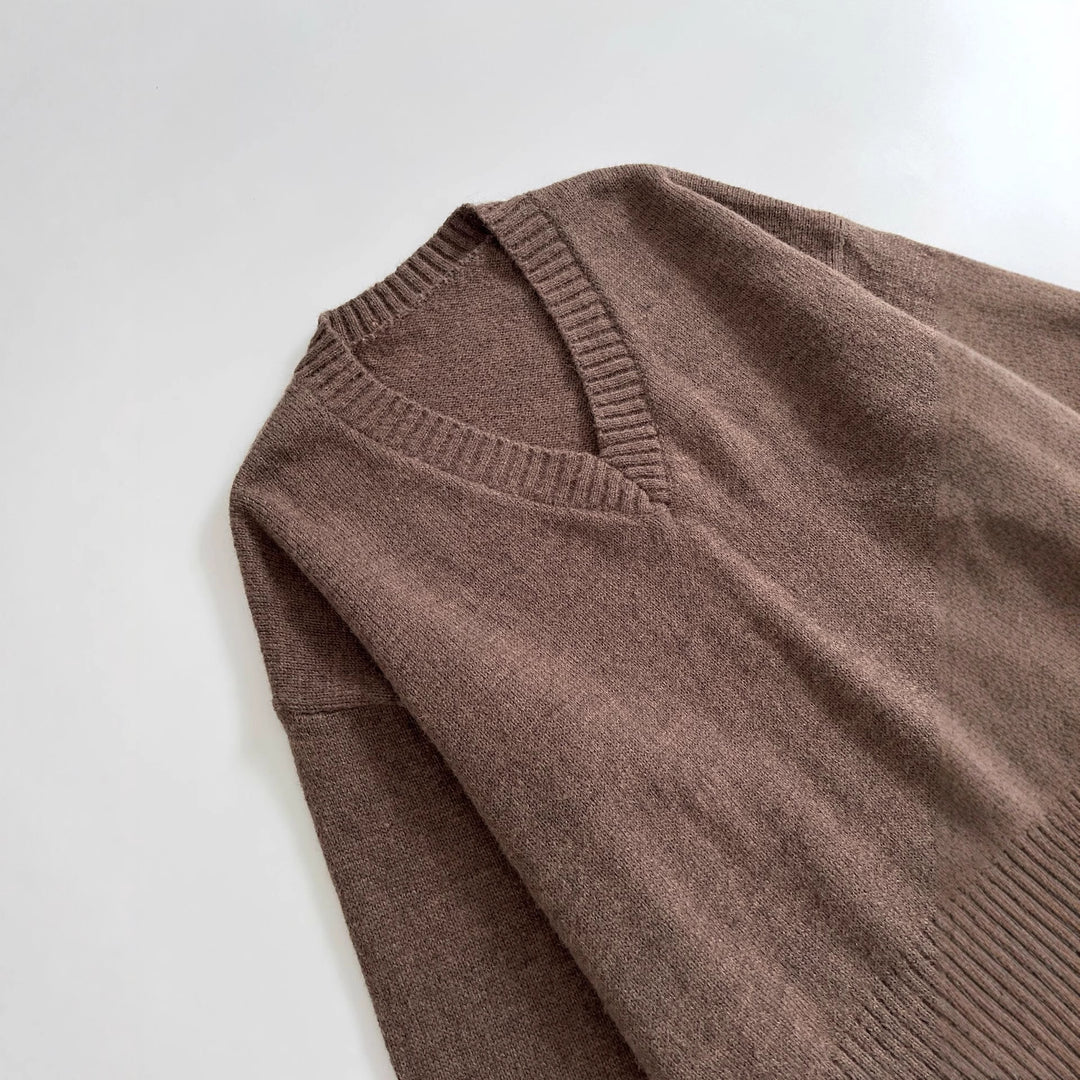 Damen lässiger V-Ausschnitt Pullover Drune