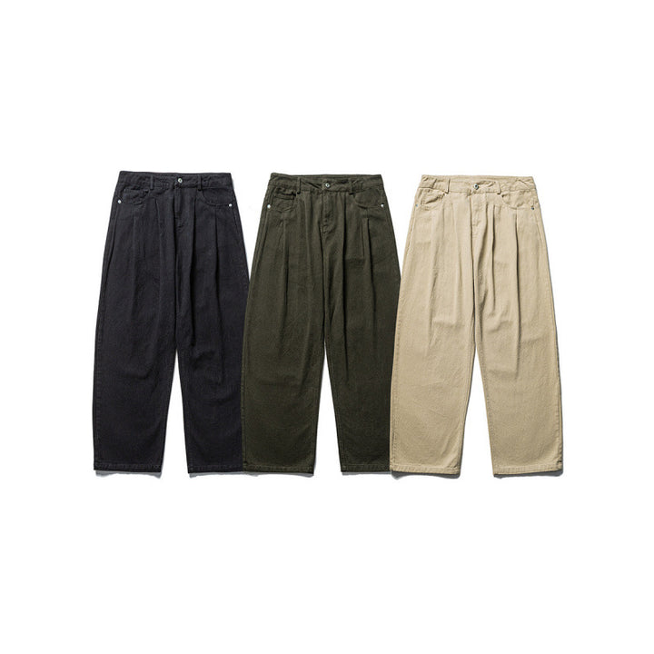 Herren Weite Bundfalten-Hose im Relaxed-Fit aus Baumwoll-Twill Drune