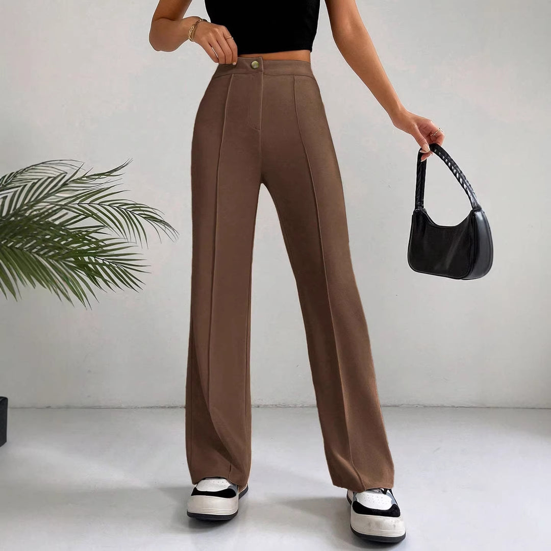 Damen Elegante High-Waist Hose mit seitlichen Nähten und schmalem Schnitt Drune