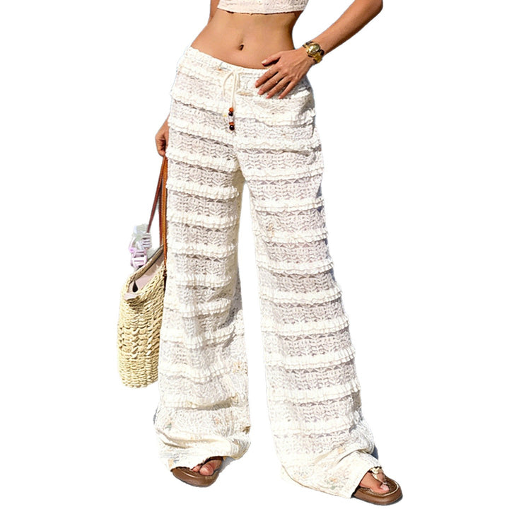 Damen lässige Strickhose mit elegantem Rüschendesign Drune