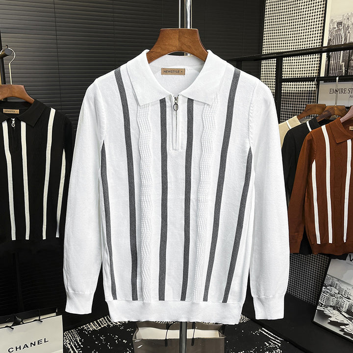 Herren Modisches Kurzarm Strickoberteil mit Reißverschluss Drune 1787964672